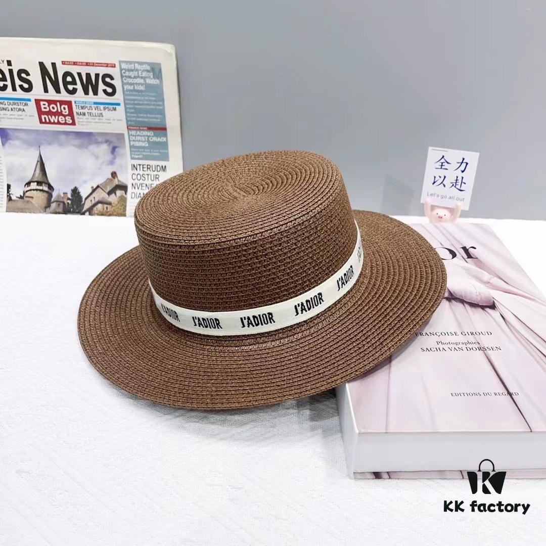 692fb33699f2d84055c87139 Dior Spring/Summer Ice Silk PP Grass Flat Top Hat 🎩