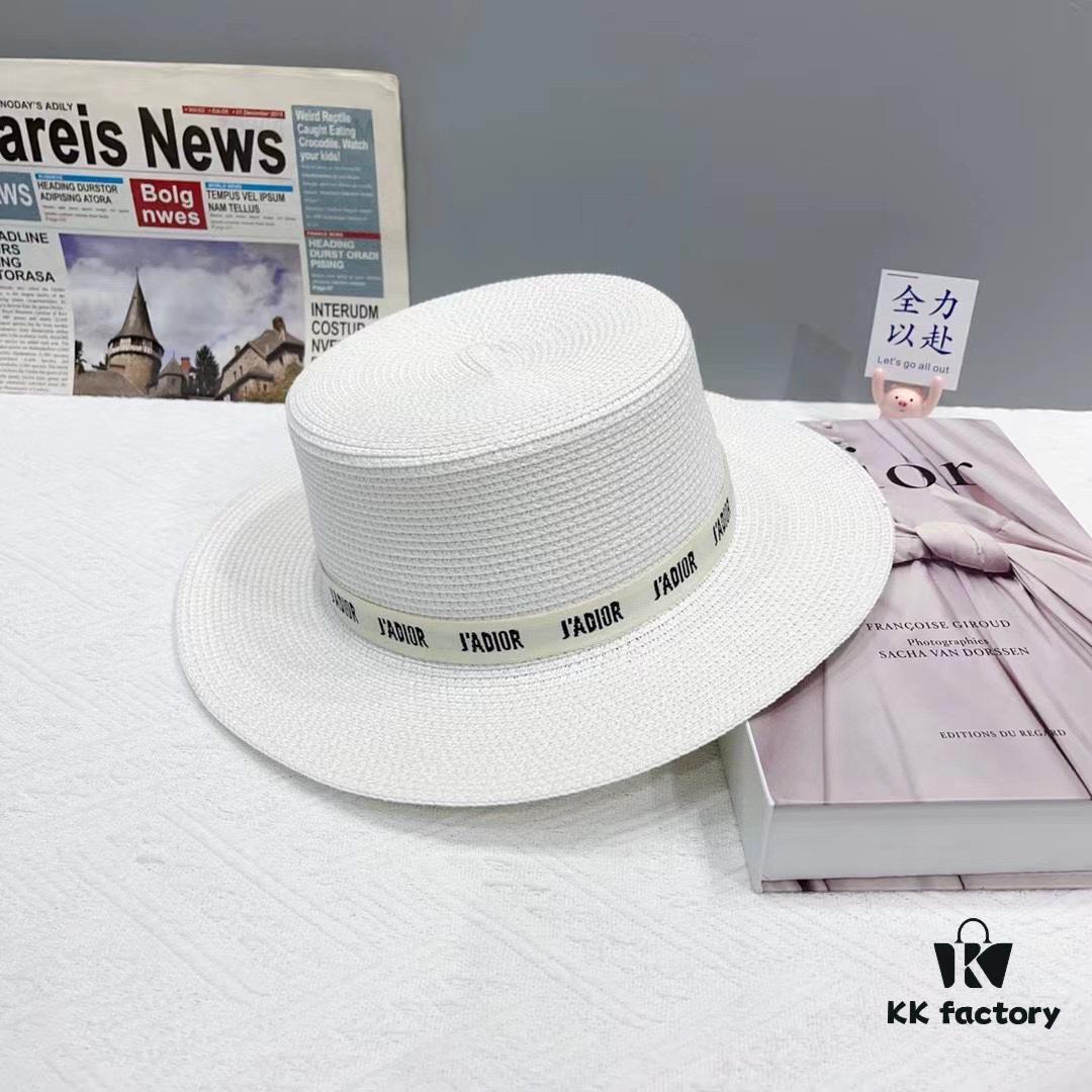 692fb33899f2d84055c8713a Dior Spring/Summer Ice Silk PP Grass Flat Top Hat 🎩