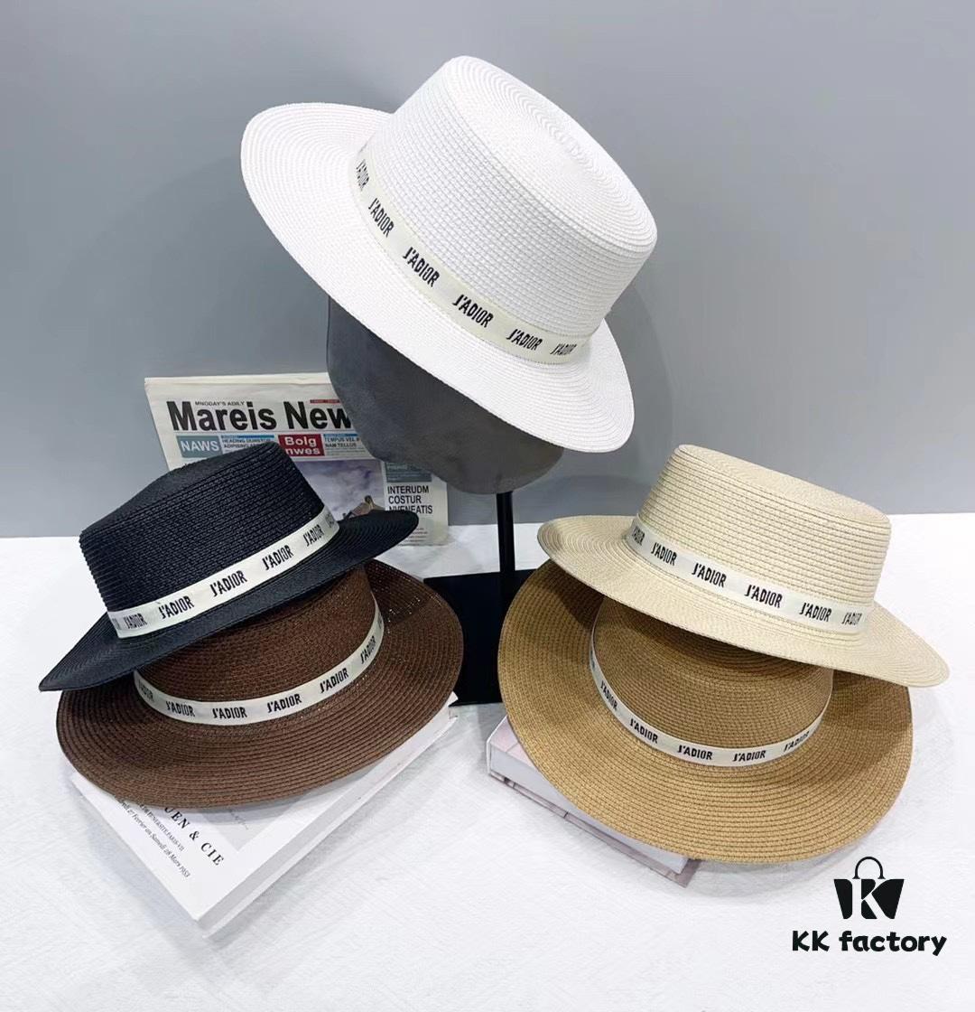 692fb33999f2d84055c8713b Dior Spring/Summer Ice Silk PP Grass Flat Top Hat 🎩