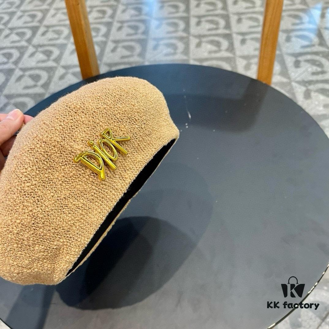 692fb35299f2d84055c8715f Dior 2024 New Solid Color Beret for Women, Slimming Face Look, Lightweight and Breathable Pumpkin Hat for Spring and Summer, Artistic and Versatile Painter's Hat