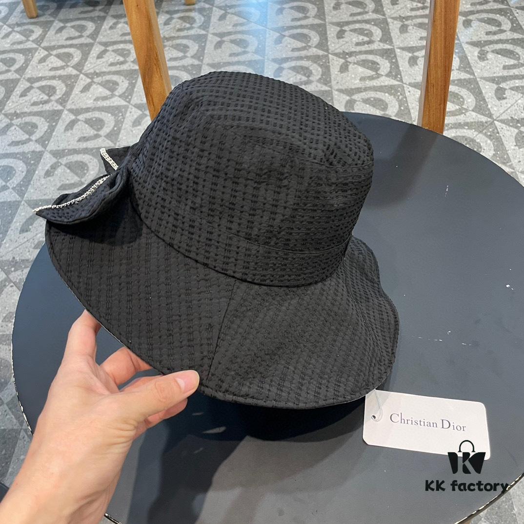 692fb35d99f2d84055c87176 Dior Wide-Brim Sun Hat for Women, Spring and Summer Fashionable Bucket Hat with Bow, Face-Framing UV Protection