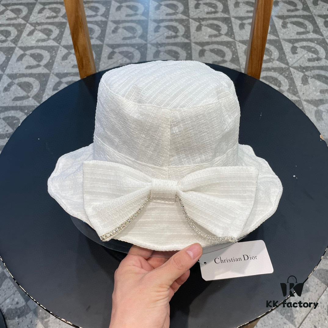 692fb36199f2d84055c8717d Dior Wide-Brim Sun Hat for Women, Spring and Summer Fashionable Bucket Hat with Bow, UV Protection Face-Framing Beach Hat