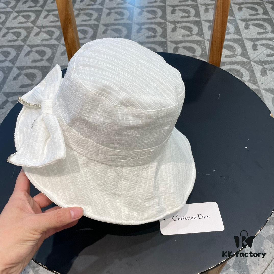 692fb36299f2d84055c87180 Dior Wide-Brim Sun Hat for Women, Spring and Summer Fashionable Bucket Hat with Bow, UV Protection Face-Framing Beach Hat