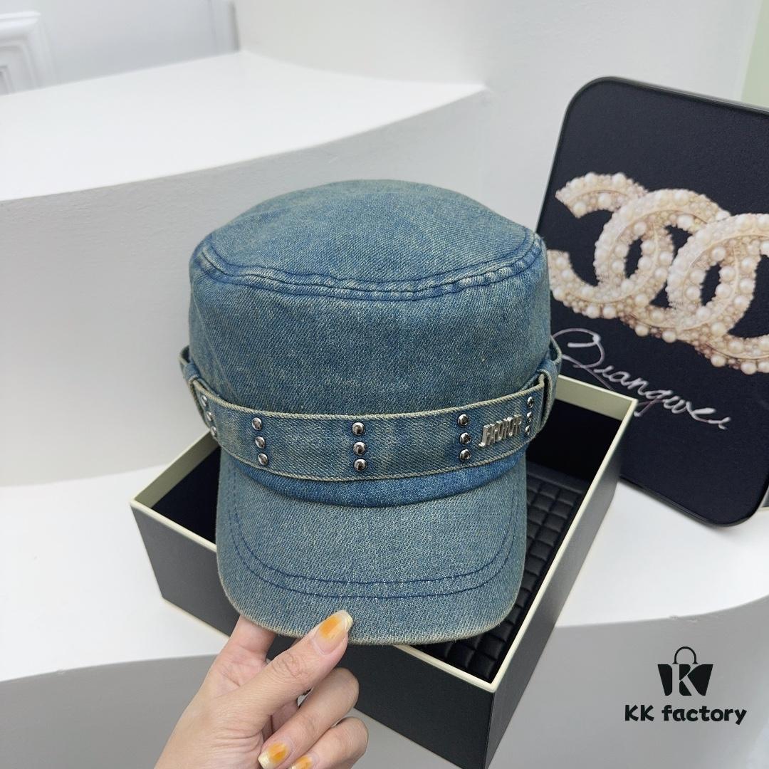 692fb36699f2d84055c87187 DIOR New Military Cap with Retro Personality Sequin Embellishment - Heavy Craftsmanship Series in Washed Denim Color