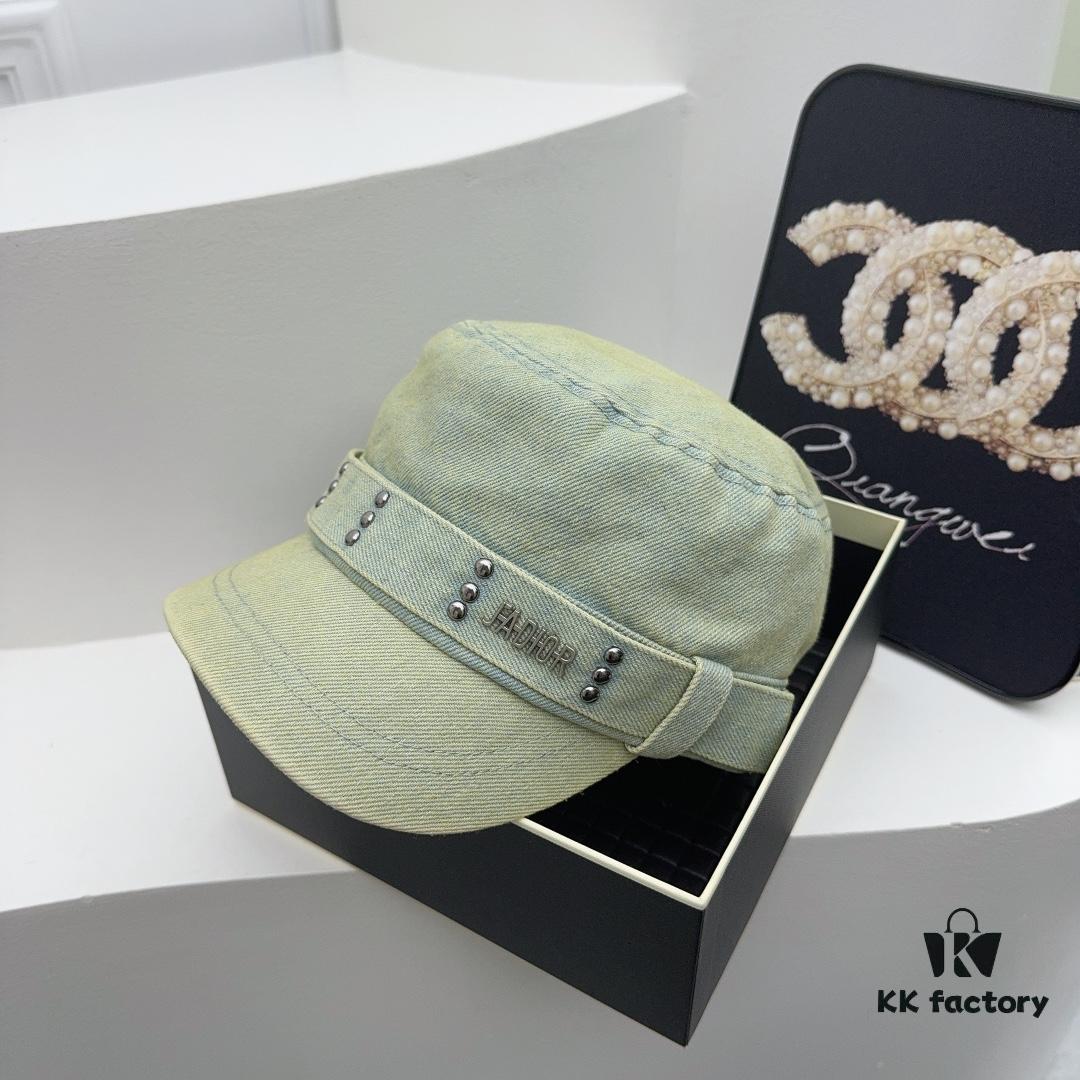 692fb36699f2d84055c87188 DIOR New Military Cap with Retro Personality Sequin Embellishment - Heavy Craftsmanship Series in Washed Denim Color