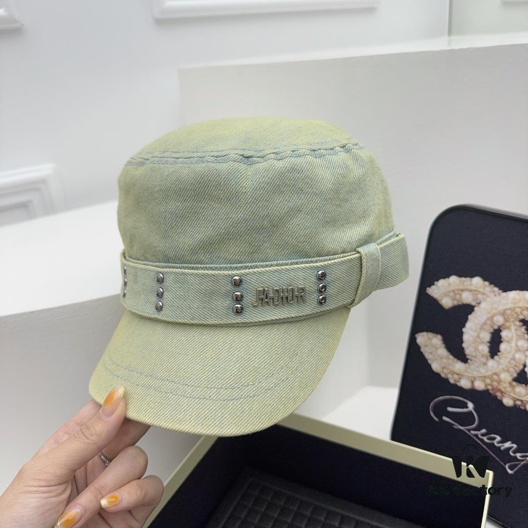 692fb36699f2d84055c87189 DIOR New Military Cap with Retro Personality Sequin Embellishment - Heavy Craftsmanship Series in Washed Denim Color
