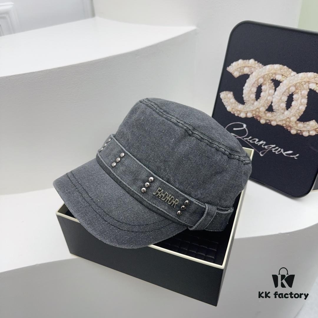 692fb36799f2d84055c8718a DIOR New Military Cap with Retro Personality Sequin Embellishment - Heavy Craftsmanship Series in Washed Denim Color
