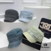 692fb36a99f2d84055c8718e DIOR New Military Cap with Retro Personality Sequin Embellishment - Heavy Craftsmanship Series in Washed Denim Color