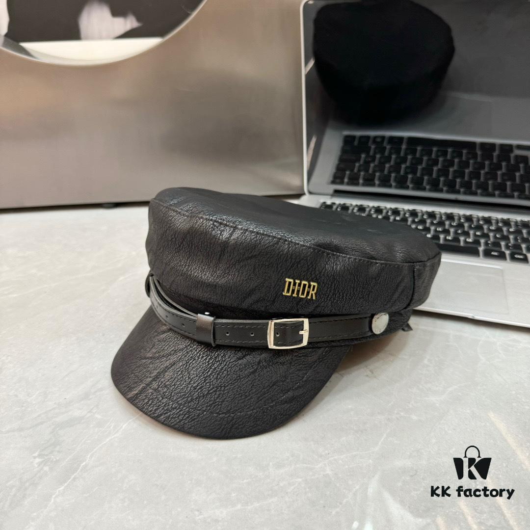 692fb3ab99f2d84055c871ed Dior New Style Leather Military Cap Newsboy Hat