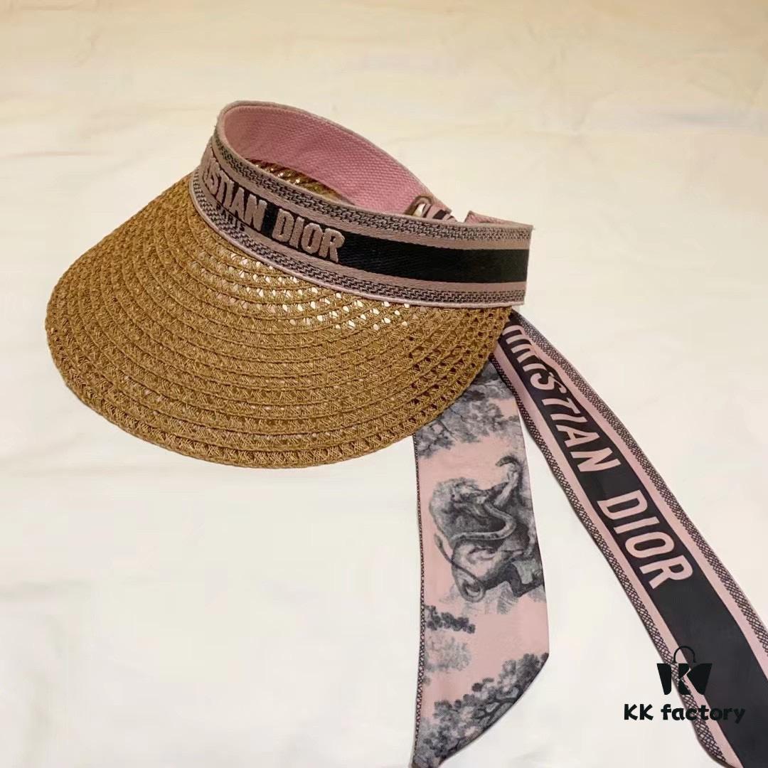 692fb3cb99f2d84055c87209 DIOR Natural Straw Wide Brim Hat - Classic Style, Pink