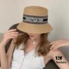 692fb4c899f2d84055c87317 Dior-style Elegant PP Straw Small Bucket Sun Hat, Sweet and Delicate Design