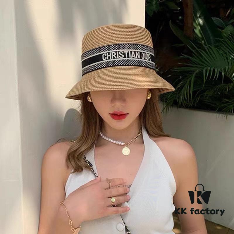 692fb4ce99f2d84055c8731d Dior-style Elegant PP Straw Small Bucket Sun Hat, Sweet and Delicate Design