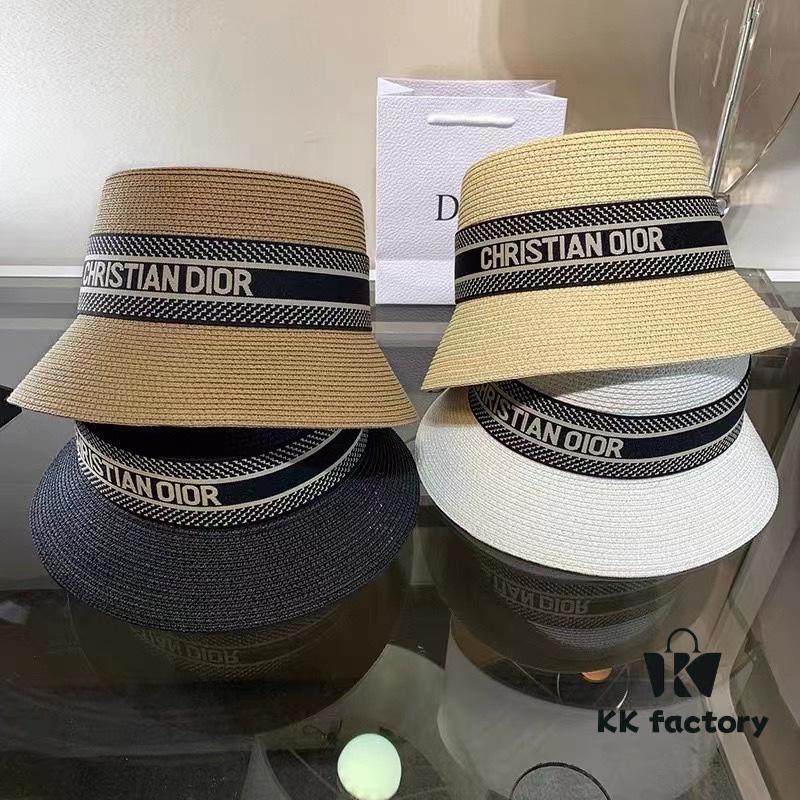 692fb4d099f2d84055c8731f Dior-style Elegant PP Straw Small Bucket Sun Hat, Sweet and Delicate Design