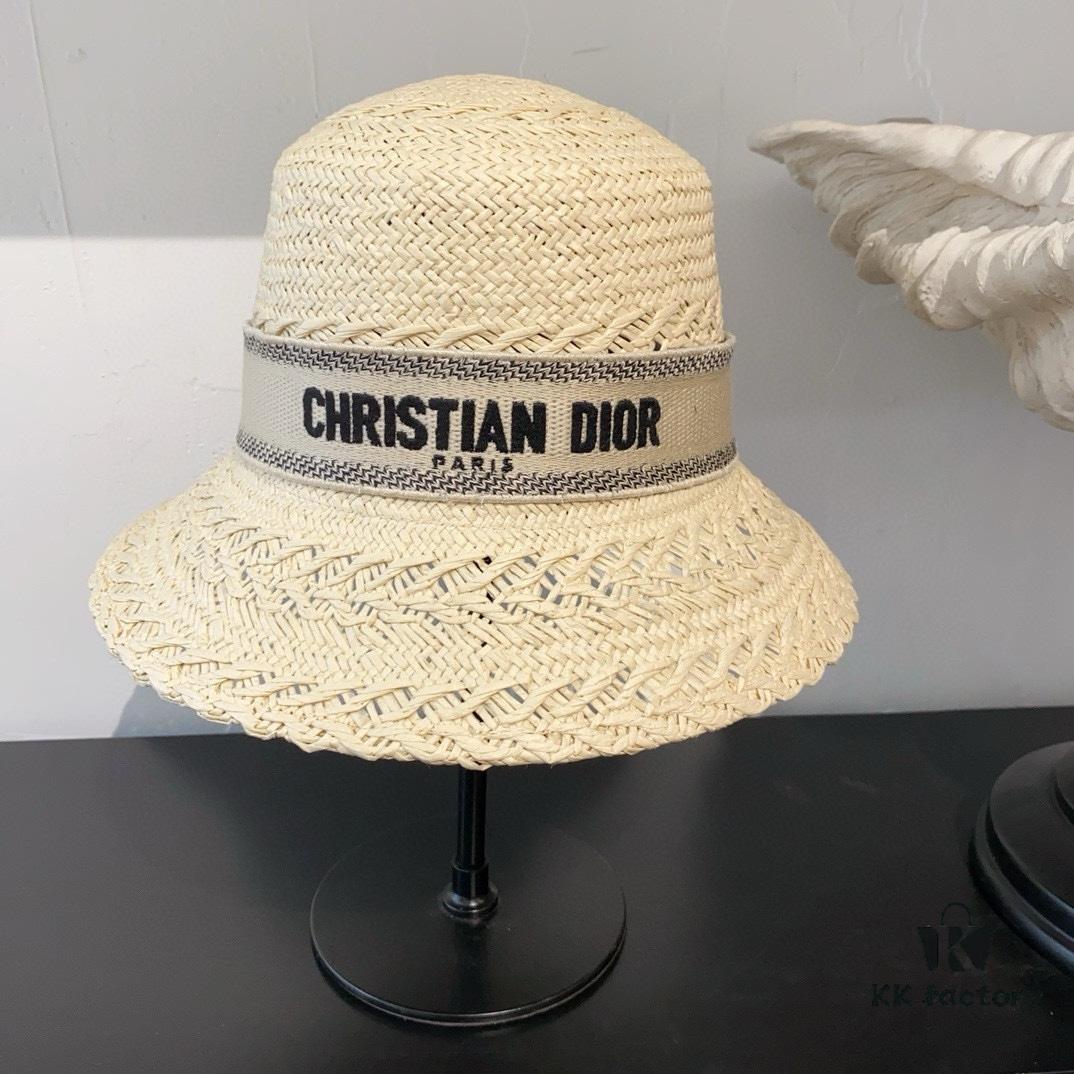 692fb4d999f2d84055c87329 Dior New Embroidered Letter Webbing Straw Hat