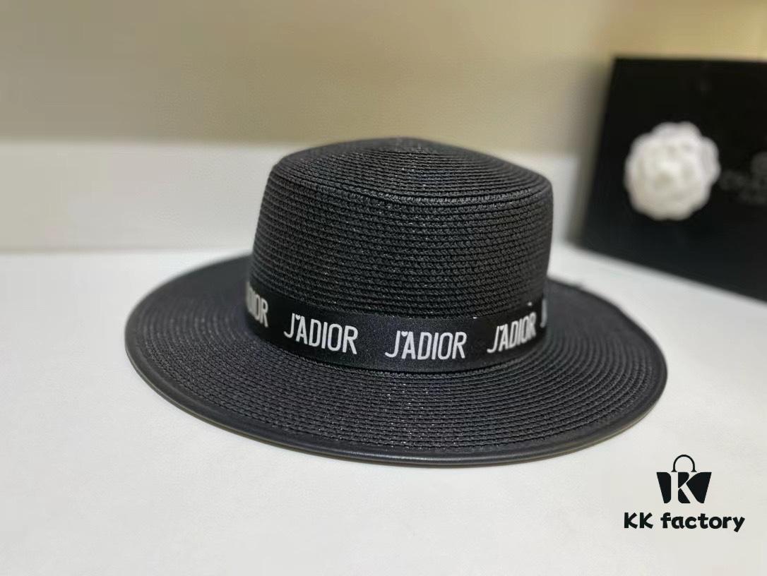 Dior Spring/Summer Ice Silk PP Grass Flat Top Hat 🎩