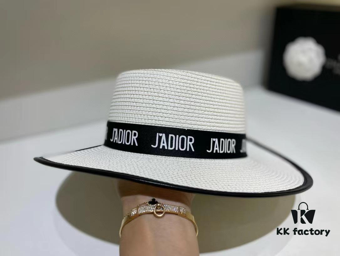 Dior Spring/Summer Ice Silk PP Grass Flat Top Hat 🎩
