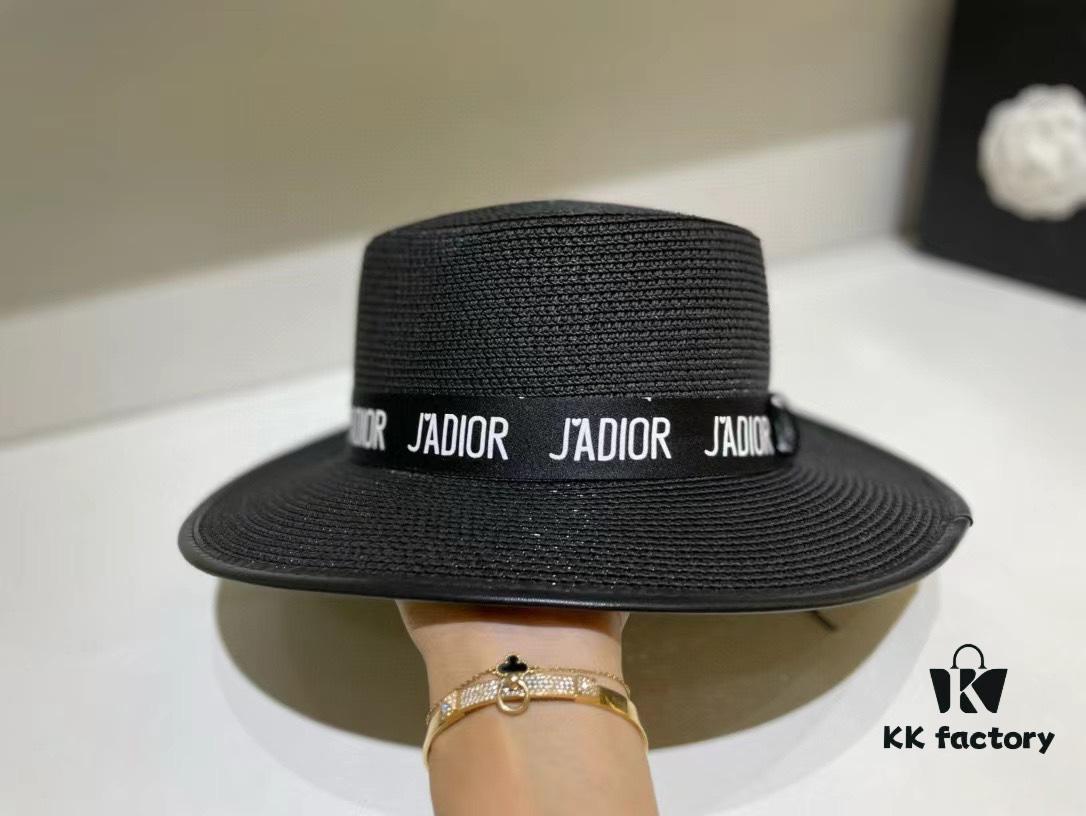 Dior Spring/Summer Ice Silk PP Grass Flat Top Hat 🎩