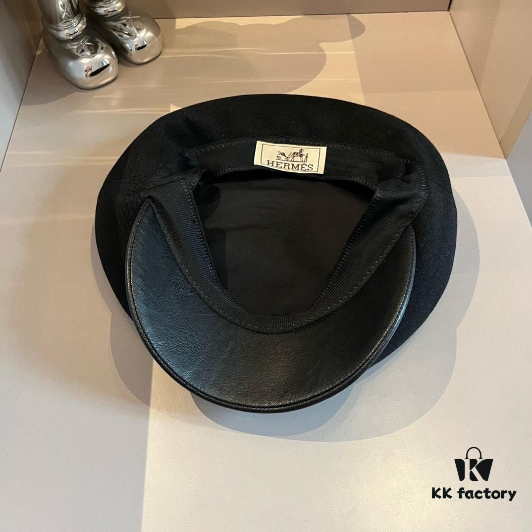 2024 Hermès New Wool Peaked Military Cap, Head Circumference 57cm