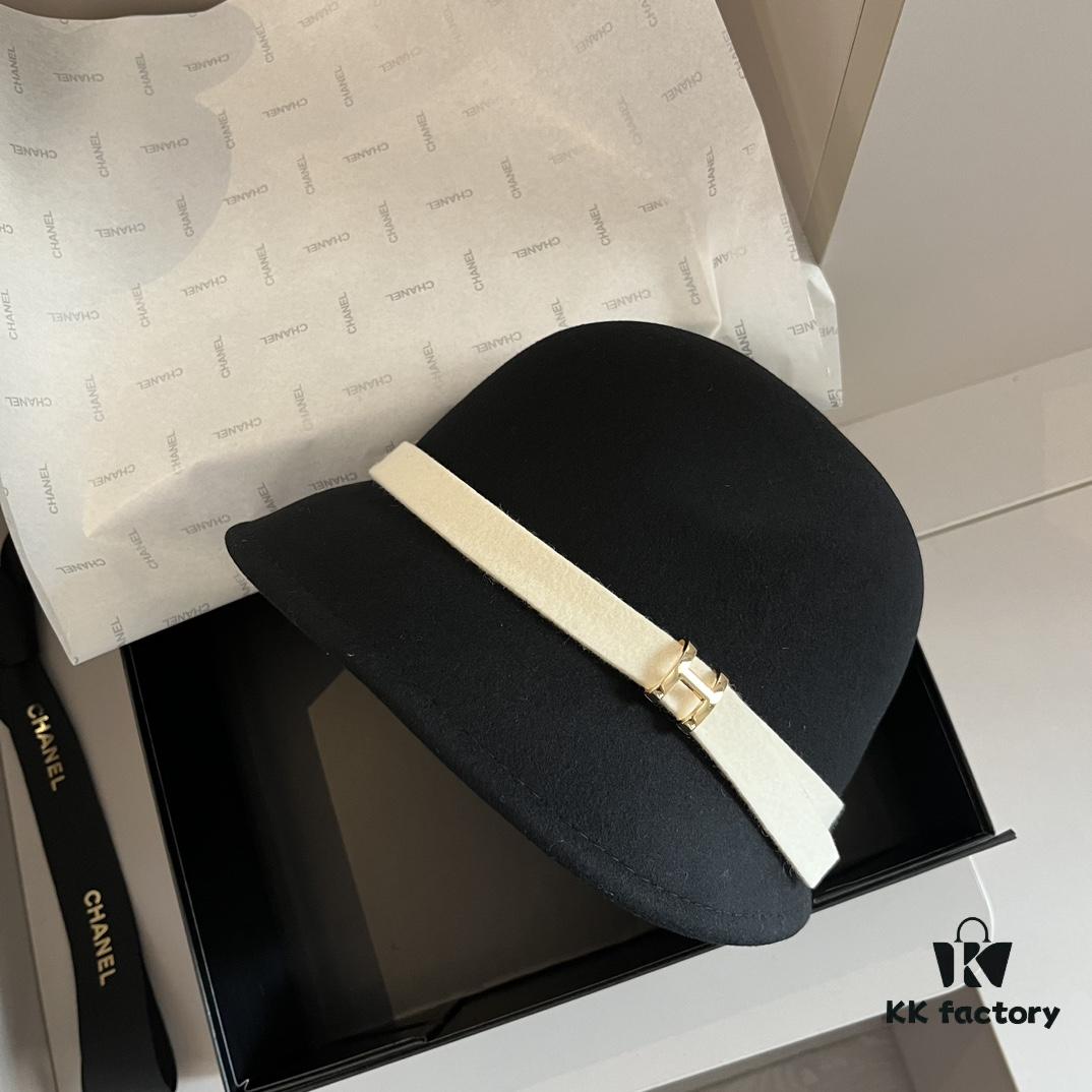 692fb57a99f2d84055c873d7 HEREMS Hermès 2024 Autumn/Winter New Wool Bucket Hat, 100% Wool, Irregular Cut Design, Fashionable Women's Essential, Head Circumference 57cm, Khaki White Black