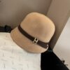 692fb58399f2d84055c873e1 HEREMS Hermès 2024 Autumn/Winter New Wool Fedora Hat, 100% Wool, Irregular Cut Design, Fashionable Women's Essential, Khaki White Black, Head Circumference 57cm