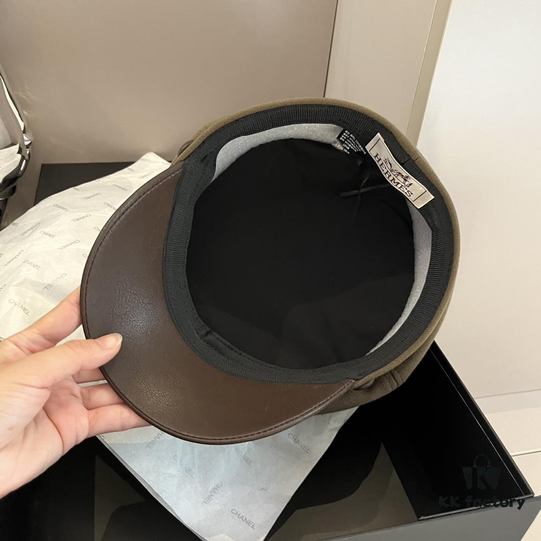 Hermes NEW Cap Military Style Duckbill Hat, Head Circumference 57cm