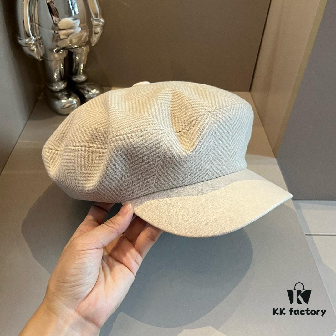 2024 Hermes HERMES Wool Newsboy Military Cap, Head Circumference 57cm
