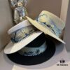 Hermès New Arrival Straw Hat, Flat-Crown Top Hat, Head Circumference 57 cm