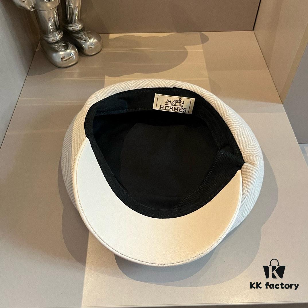 2024 Hermès New Wool Peaked Military Cap, Head Circumference 57cm