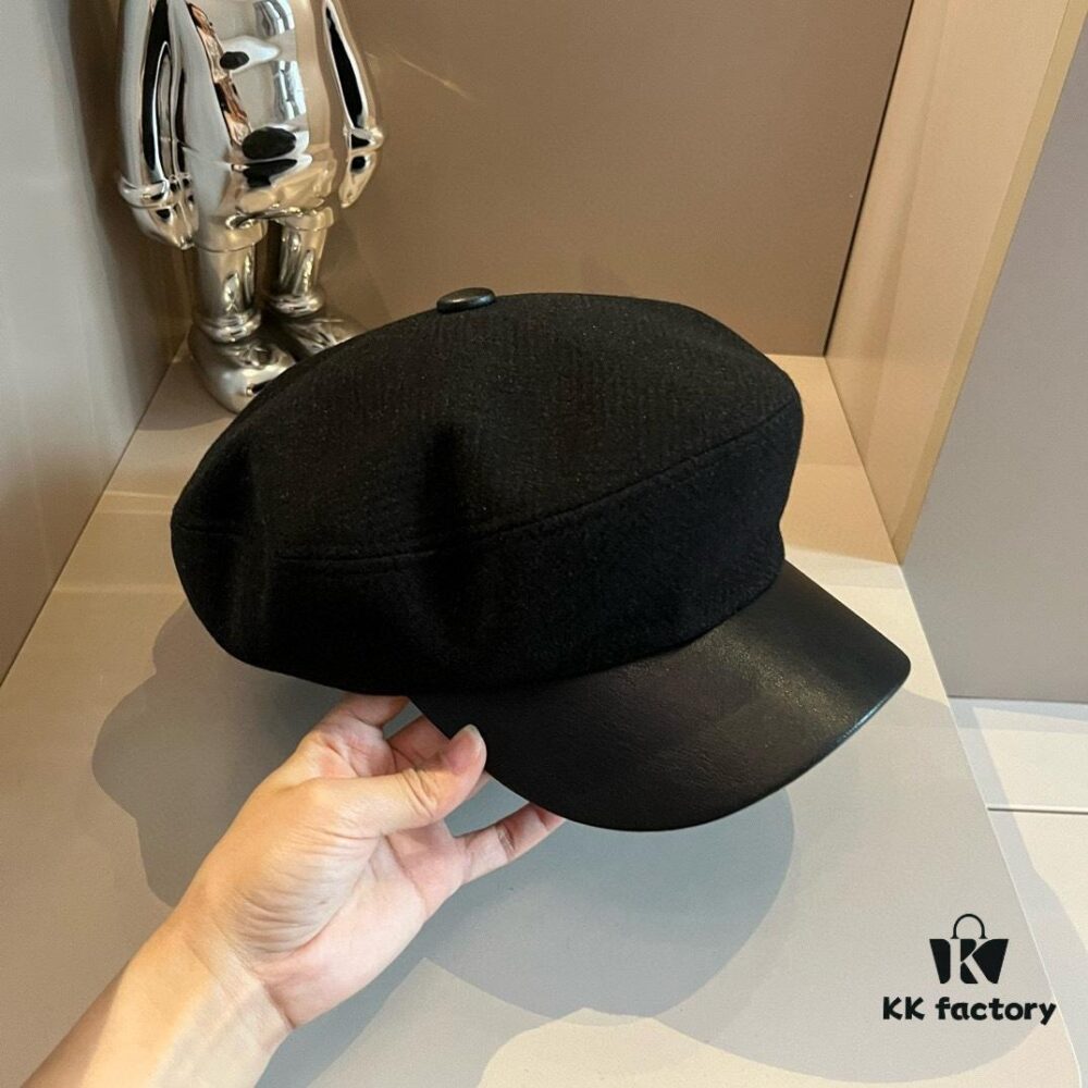 2024 Hermès New Wool Newsboy Military Cap, Head Circumference 57cm