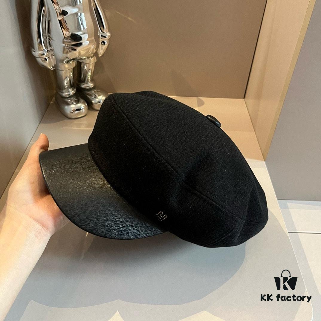 2024 Hermès New Wool Newsboy Military Cap, Head Circumference 57cm