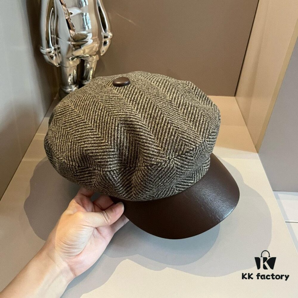2024 Hermès Wool Newsboy Military Cap, Head Circumference 57cm