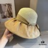 Hermès Straw Hat, Lantern Style, Socialite Fashion, Sun Protection Essential, Foldable, Head Circumference 57cm