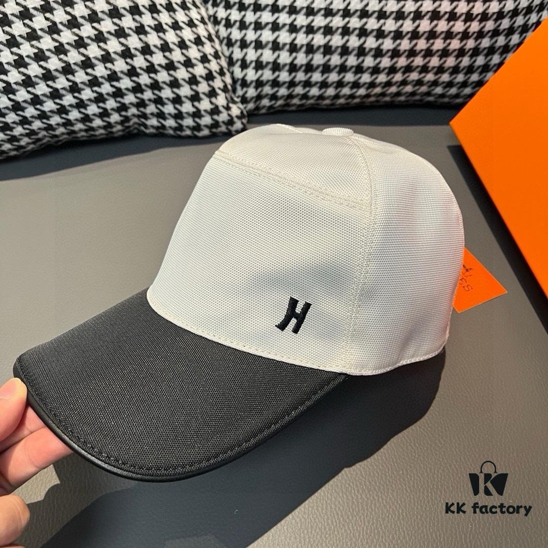 692fb6b999f2d84055c875a5 Hermès Latest Original Design Baseball Cap, Color-Blocked H, Premium Canvas and Top Layer Leather