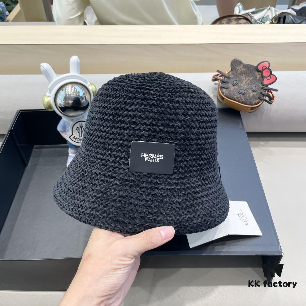 692fb6e799f2d84055c875ee Hermès-style Women's Korean Fashionable Autumn Winter Fisherman Hat, Woven Minimalist Sun Protection Bucket Hat