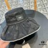 692fb71999f2d84055c8763d Hermes HERMES 2024 Spring/Summer New Pearl Trimmed Chinese-Style Embroidered Wide-Brimmed Fisherman Hat for Women, Outdoor Travel Beach Sun Hat