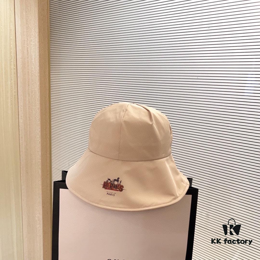 Hermès 2024 New Dome Waterproof Smooth Material Fisherman Hat with Dust Bag
