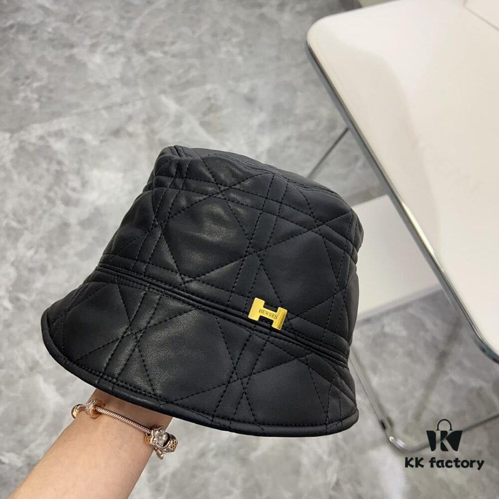 692fb79999f2d84055c876dc Hermès 2024 New Leather Quilted Irregular Fisherman Hat 💛 Dust Bag Included 🌈 Minimalist Style