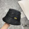 692fb79999f2d84055c876dc Hermès 2024 New Leather Quilted Irregular Fisherman Hat 💛 Dust Bag Included 🌈 Minimalist Style