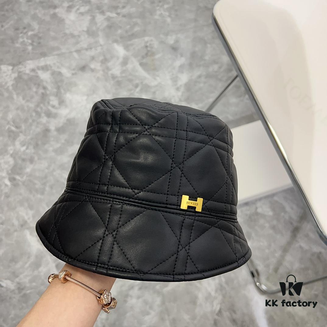692fb79a99f2d84055c876dd Hermès 2024 New Leather Quilted Irregular Fisherman Hat 💛 Dust Bag Included 🌈 Minimalist Style