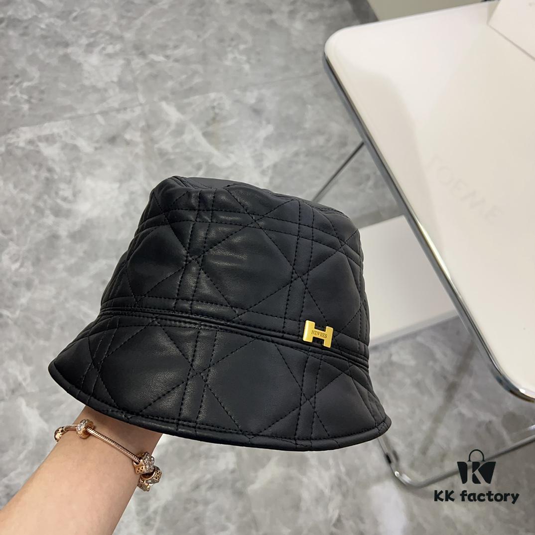 692fb79d99f2d84055c876df Hermès 2024 New Leather Quilted Irregular Fisherman Hat 💛 Dust Bag Included 🌈 Minimalist Style