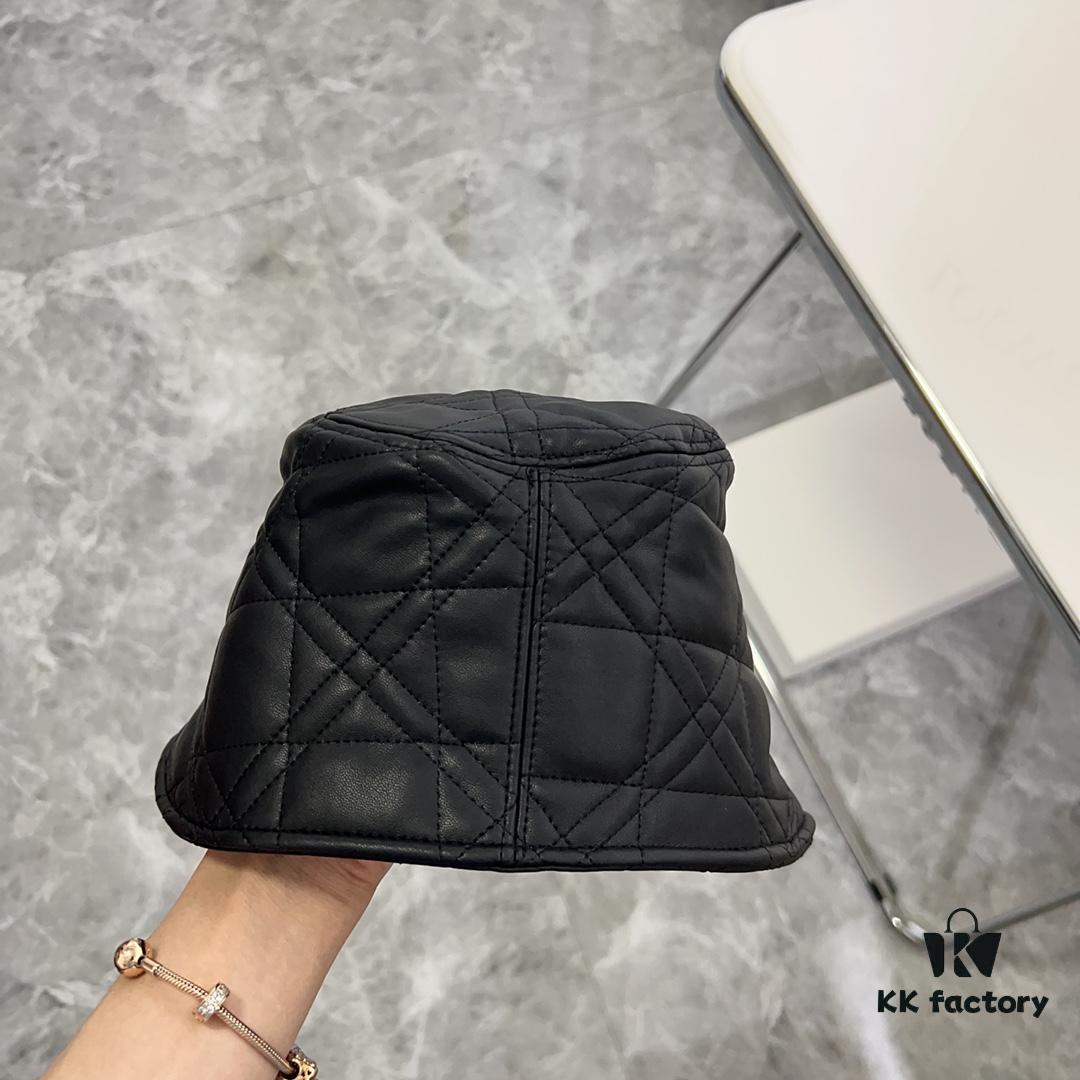 692fb7a299f2d84055c876e7 Hermès 2024 New Leather Quilted Irregular Fisherman Hat 💛 Dust Bag Included 🌈 Minimalist Style