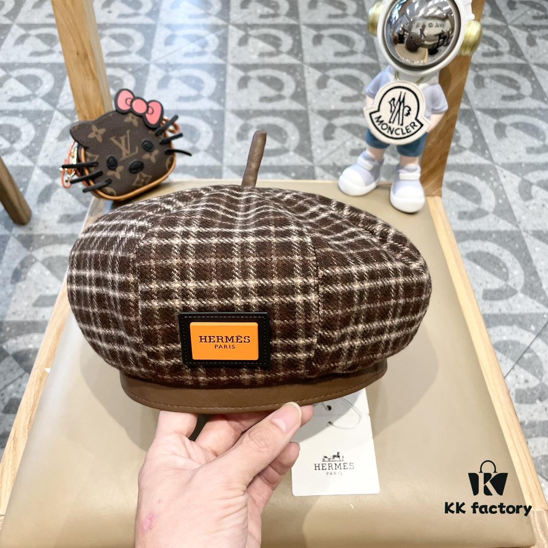 692fb7c399f2d84055c87720 New Arrival HERMÈS Women's Fashionable Tartan Wool Beret, Korean-British Style Casual Artist Hat, Versatile Winter Beanie