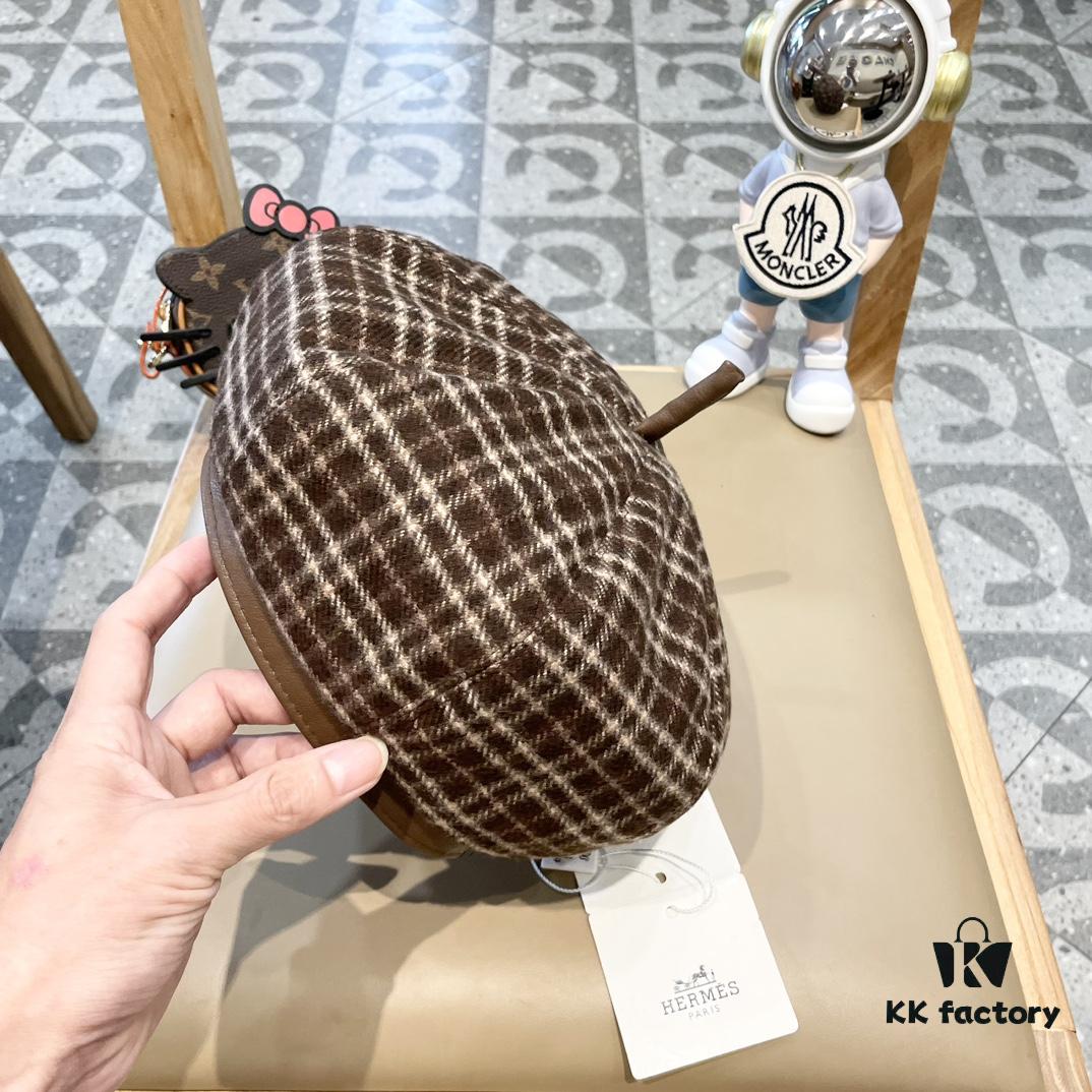 692fb7c399f2d84055c87721 New Arrival HERMÈS Women's Fashionable Tartan Wool Beret, Korean-British Style Casual Artist Hat, Versatile Winter Beanie