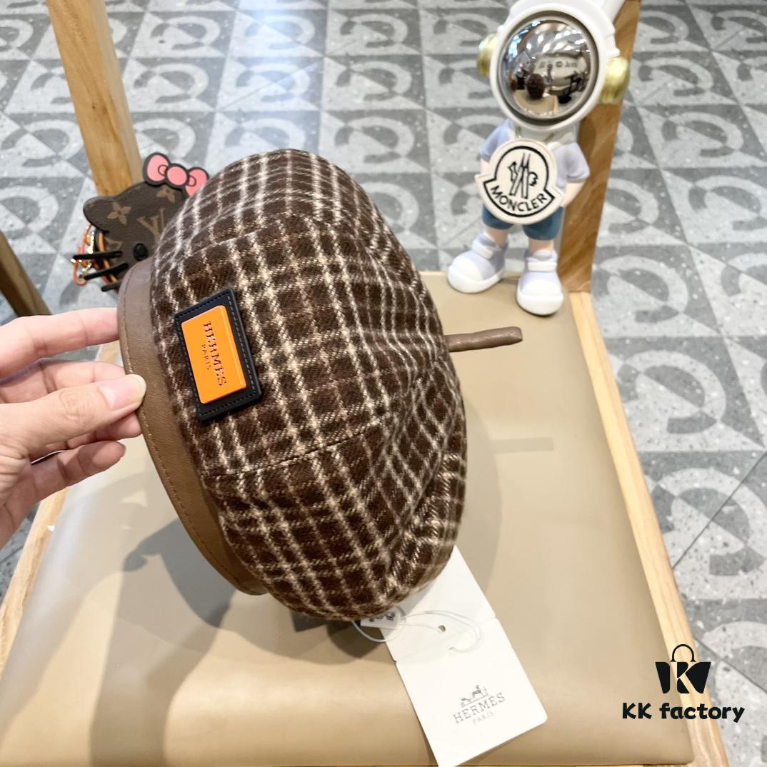 692fb7c699f2d84055c87725 New Arrival HERMÈS Women's Fashionable Tartan Wool Beret, Korean-British Style Casual Artist Hat, Versatile Winter Beanie