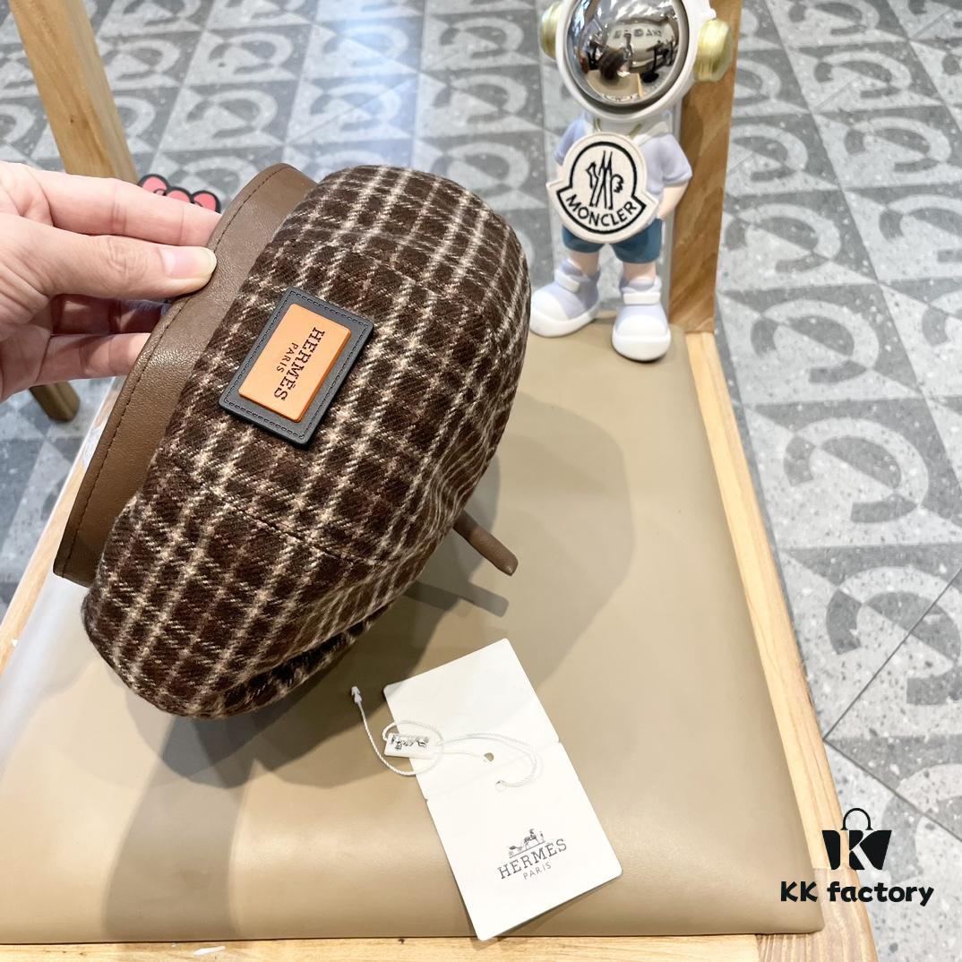 692fb7c799f2d84055c87726 New Arrival HERMÈS Women's Fashionable Tartan Wool Beret, Korean-British Style Casual Artist Hat, Versatile Winter Beanie