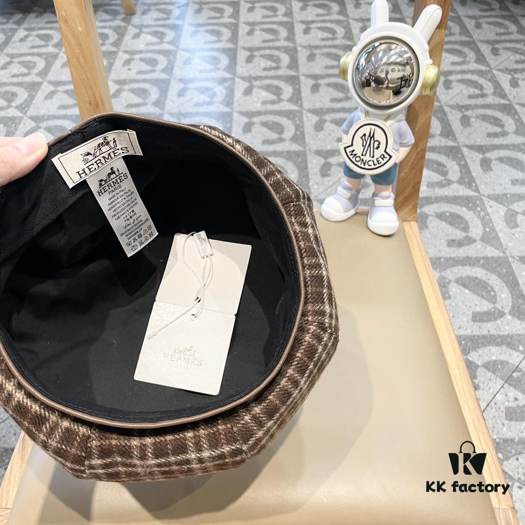692fb7c899f2d84055c87727 New Arrival HERMÈS Women's Fashionable Tartan Wool Beret, Korean-British Style Casual Artist Hat, Versatile Winter Beanie