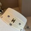 Hermès New Arrival Straw Hat, Flat-Crown Fedora, Head Circumference 57cm