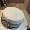 Hermes New Arrival Straw Hat, Flat-Crown Top Hat, Head Circumference 57cm