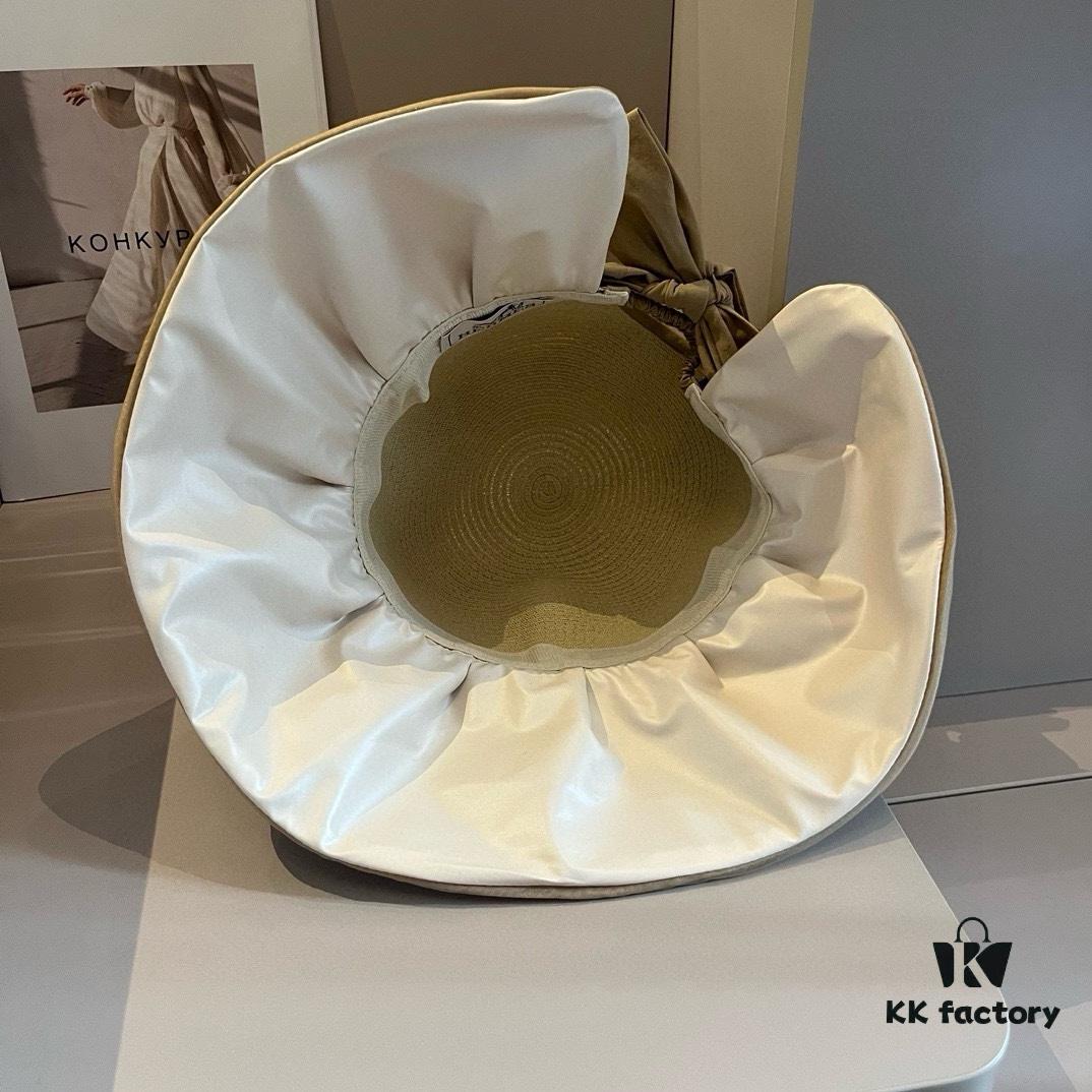 Hermès-style Sun Hat, Lantern Shape, Elegant Lady Style, Foldable, 57cm Head Circumference