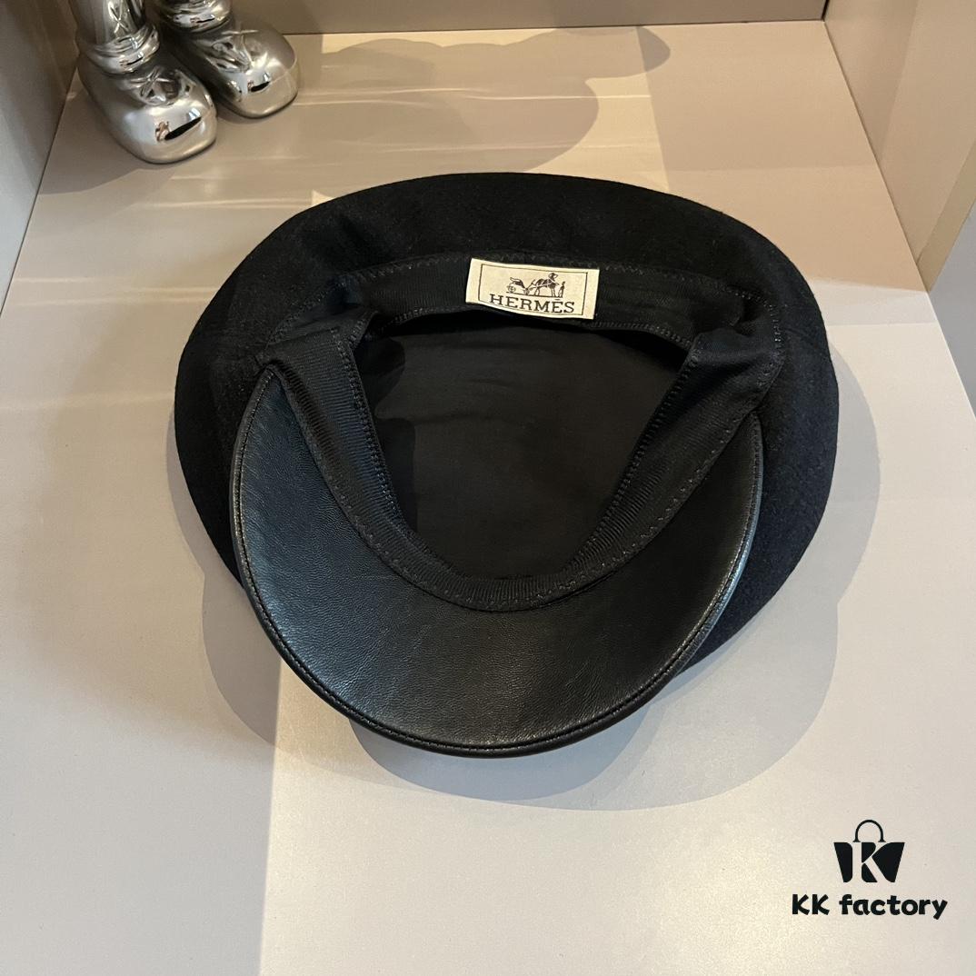 2024 Hermes HERMES Wool Peaked Military Cap, Head Circumference 57cm